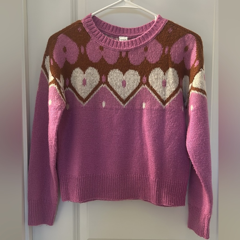Carter's Pink and Brown Sweater Girls size 14